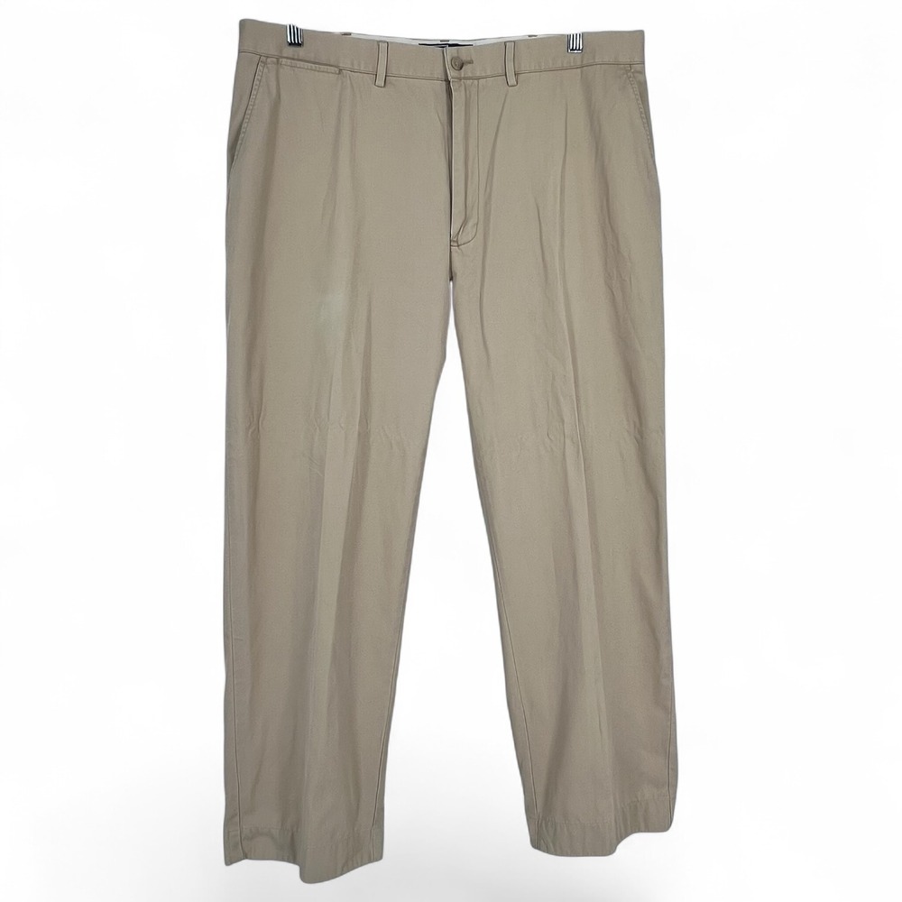 Polo Ralph Lauren Men 38x30 Khaki Chino Pants Cotton Flat Front Straight Leg Vtg